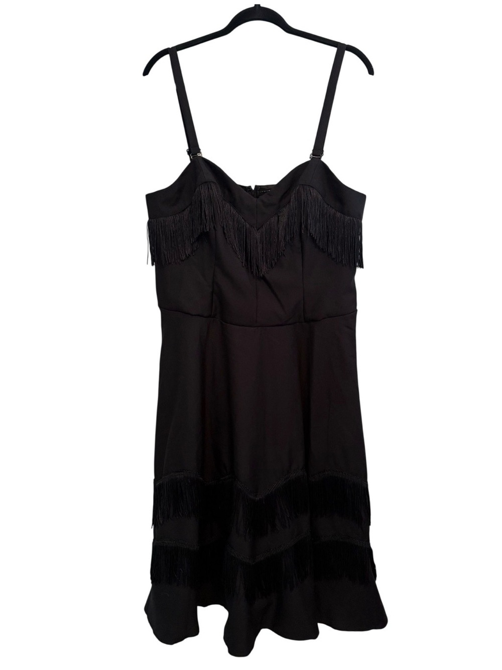 NEW Unique Vintage Black Fringe Girlie Swing Midi Dress Western Plus 1X - Picture 3 of 10